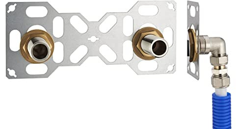 FIXSYSTEM Kit platine de sortie cloison pour tube Multicouche à Compression (à Visser) Ø16 - sorties entraxe 150 millimètres mâle 20x27 (3/4) pour robinet Douche/Baignoire - Installation visitable