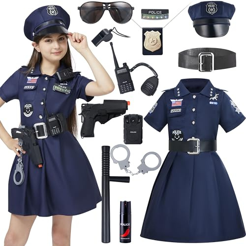 Spooktacular Creations Ensemble de costumes de police pour filles pour déguisement d'Halloween L（10-12yr）