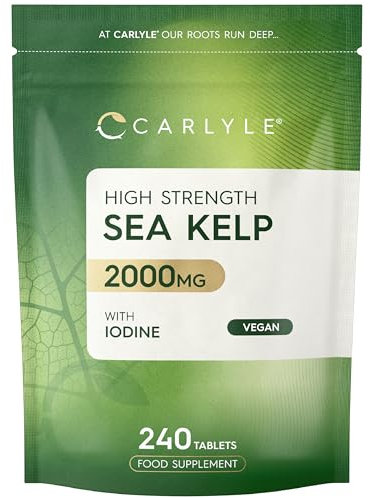 Sea Kelp Tablets 2000mg with Iodine | High Strength Sea Kelp Extract | Supplement for Men & Women | 240 Vegan Tablets | Carlyle