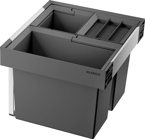 BLANCO FLEXON II low XL 60/3 | Abfall Müllsystem | für 60 cm breite Unterschränke | System zum Einbau in Schubladen | 1x 30 Liter und 2x 8 Liter Eimer | 1xEimerdeckel 8l | Minimale Einbauhöhe: 324 mm