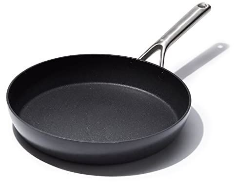 OXO Professional 12 Frying Pan Skillet, Hard Anodized Ceramic Nonstick Cookware PFAS-Free, Induction Suitable, Stainless Steel Handles, Diamond Reinforced Coating, Dishwasher Safe, Oven Safe, Black
