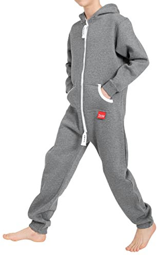 Basisstoff Yuppie Kinder Jumpsuit Jungen Mädchen Overall Dunkelgrau Gr. 158-164