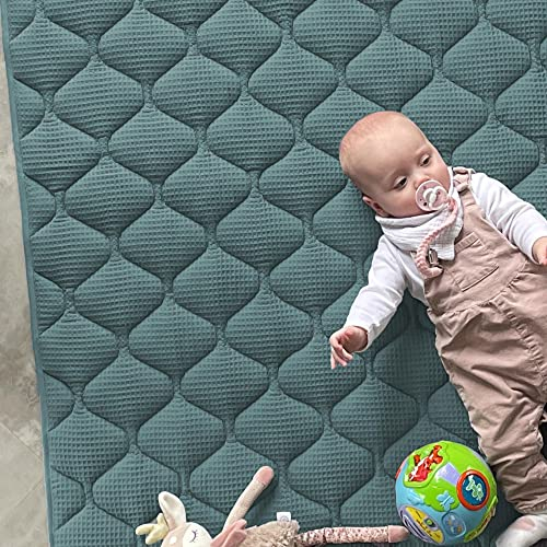 Sanosoft® Krabbeldecke - rutsch- & wasserfest - Made in Germany Petrol 130x150cm