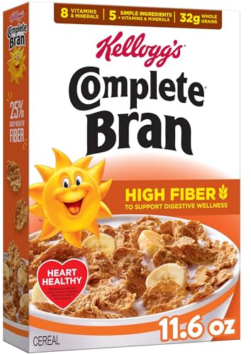 Kellogg's Complete Bran Breakfast Cereal, Fiber Cereal, Family Breakfast, Original, 11.6oz Box (1 Box)