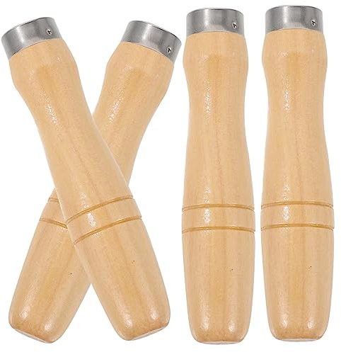 BESTonZON 4 pièces manche de râpe en bois poignée de dossier universitaire de lime ergonomique remplacement de couteau en bois de lime ronde Ustensiles multifonctions