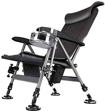 HYSTYTO Portable Leisure Chair Carp Fishing Arm Chair Fishing Adjustable Legs Adjustable Fishing Arm Chair for Outdoor, Fishing, Picnic, Black