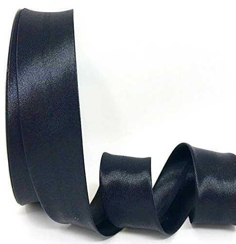Ribbon Queen Double Fold Satin Bias Binding Tape for Sewing, Seaming, Stitching, Piping, Hemming, Quilting, Patching, Outfits and Crafts - 30mm Professional Quality. (Black, 5M X 30MM)