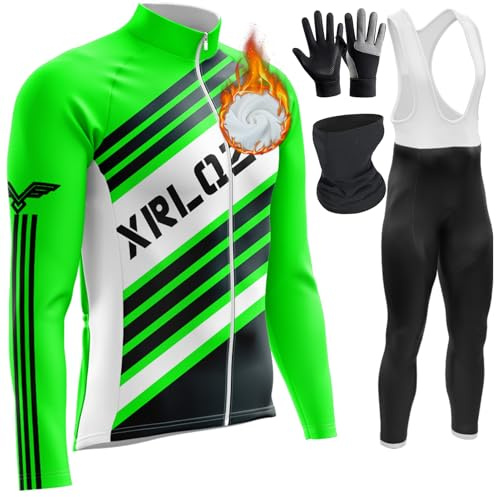 Cykeltröja för män, set med cykelkläder, vinter, cykeltröja, set, fleece, racercykeltröja, herrset, långärmad cykeltröja (TYP-5, L)