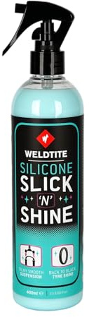 WELDTITE Silicone Slick ‘N’ Shine Spray Bottle - Tyre Dressing & Suspension Lubricant for Bikes, 400 ml