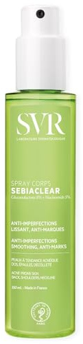 SVR - Sebiaclear Spray Corps - - Gama Sebiaclear – Tratamiento antiimperfecciones para la espalda, hombros y escote – Para piel propensa al acné – Gluconolactona 8%, Niacinamida 5%, Zinc – 150 ml
