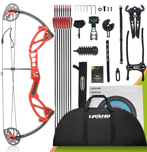 Compound Bow Archery Sets for Youth & Kids,Beginners, Right Hand Compound Bows, Draw Length 18-27,15-30 lbs Draw Weight, 260fps, Hunting Bow Archery Arrows Set (Red)