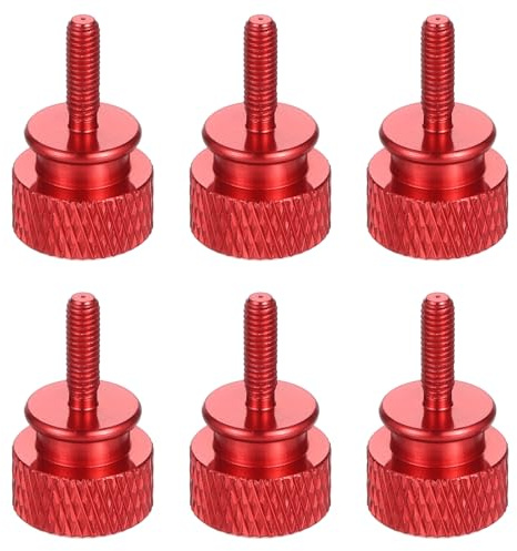 sourcing map 6Pcs M3x10 Aluminum Thumb Screws, 12x20mm(ODxH) Computer Case Thumb Screws for PC Side Panel Motherboard Mounting Screw, Burgundy