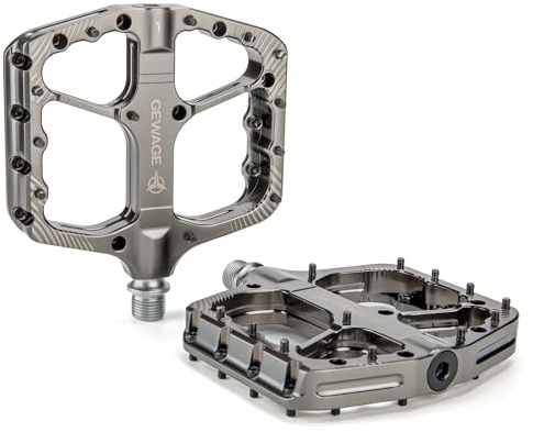 GEWAGE Set de Pedales MTB - Pedales de Bicicleta CNC de Aluminio, rodamiento de Bolas & Sistema de Sellado para Mountain Bike, Gravel, Trekking – Ideal para Downhill & Trail (Gris Acero)