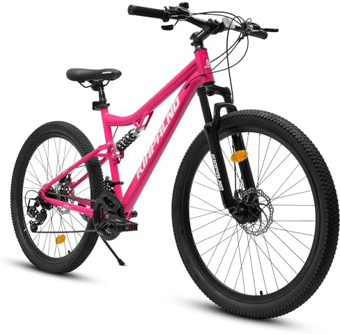 Ecarpat 26 Inch Mountain Bike Dual/Front Suspension, 21 Speeds Steel Frame Women Girls Bike, Adult and Teens Sport Bicycle for School Work Short Trip Camping, Summer Gift for Girls and Women