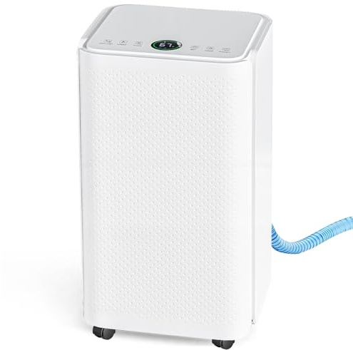 NEWBULIG 30Pints Dehumidifier with Drain Hose, 2,000 Sq.Ft Dehumidifier for Basement, 0.53 Gallon Tank, Low 38dB, Smart Humidity Ring, Ideal Whole House Humidity Remover for Home, Bedroom & Bathroom