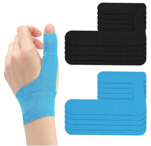 Förskurna kinesiotejp för fingerskydd och senskida, 20 stycken kinesiologitejp vänster blå, hudvänlig vattentät elastisk fysiofingerförband för sendinflammation, sport och rehabilitering