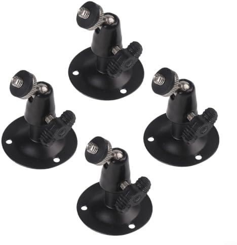 4 soportes de pared ajustables CCTV para cámaras de seguridad, inclinación de 90 grados, soporte de metal, revestimiento negro, vigilancia interior y exterior