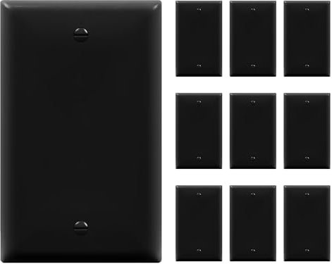 ENERLITES Placca da parete per dispositivo vuoto, misura 1 banda, 11,4 x 7 cm, in policarbonato termoplastico, 8801-BK-10 pezzi, nero (confezione da 10)