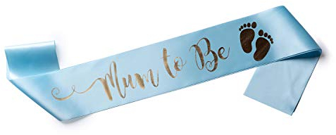 OLILLY Schärpe Mum to Be für eine Baby Shower (Blau und Gold)