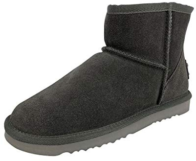 OOG Damen Wildlederstiefel mit Echt-Leder, Klassik, kurz mit Fell gefüttert, Outdoor, Casual Boots, Winterstiefel, Klassisch in Grau