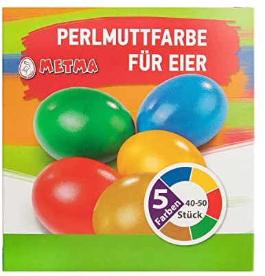 Metma B610 Colours, Pack of 5, Pearl, Yellow, Red, Green, Blue, with Glove Dyeing Tablets, Eggs, Easter, Multicoloured