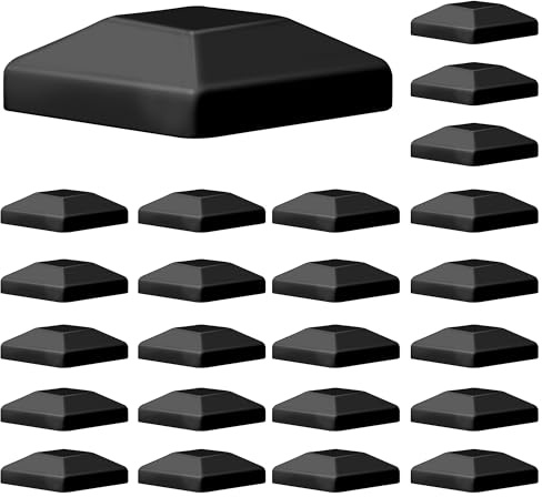 TonGass (24-Pack, Black) 4x4 (3 5/8) Wood Fence Post Caps - Wooden Fence Cover Deck Post Cap, Durable Plastic Water-Proof and UV-Proof, Protect Wooden Poles from Cracking and Rotting