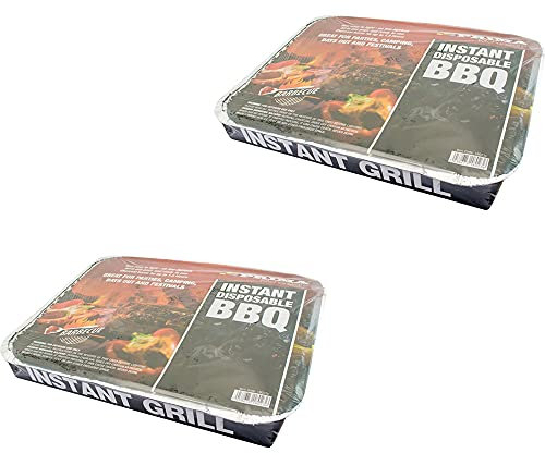 SET OF 2 DISPOSABLE BBQ INSTANT GRILL CHARCOAL DISPOSABLE OUTDOOR CAMPING SUMMER