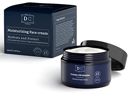Dear D Crema Idratante Viso Uomo | Crema Uomo Ad Azione Emoliente, Idratante E Rilassante | Perfetta Per Pelli Secche O Precedentemente Deterse | Pratico Formato Da 50 ML