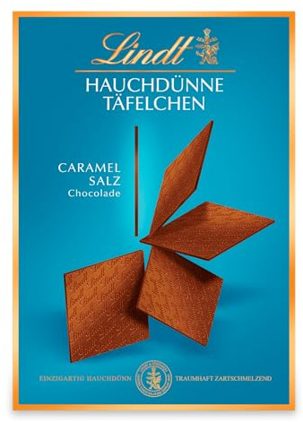Lindt Schokolade | Hauchdünne Täfelchen Caramel & Salz | 125g | Einzigartig dünne und zartschmelzende Täfelchen mit gesalzenem Karamell | Schokoladen-Geschenk