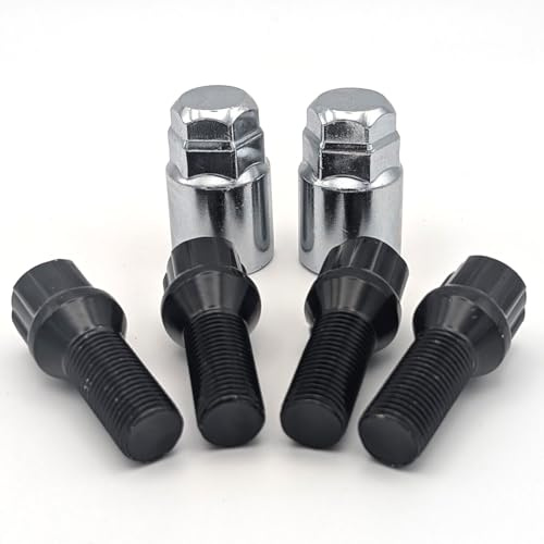 TRACER Bloccaggio ruota set di bulloni per cerchione, bloccaggio cerchione antifurto, M14 x 1,5, 28 mm, attacco conico, nero, compatibile con Audi, VW, Seat, Skoda, Opel, BMW