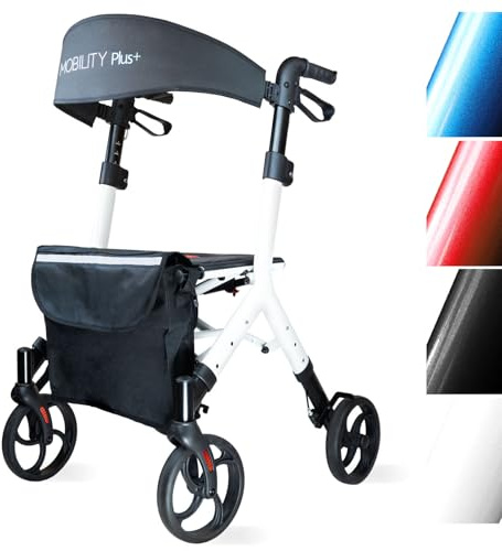 Design Rollator DR10+ Weiß - Indoor Outdoor Rollator - kompakt faltbar