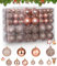 TIDEVAN 100 Stück Weihnachtskugeln aus Kunststoff,Roségold Weihnachtsbaum Bruchsichere Ornamente Glänzend Glitzernd Dekokugeln Set Kleine mit Lanyard für Weihnachten