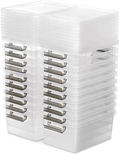 Citylife Lot de 20 Petite Boîtes de Rangement 1.25L avec Couvercle Caisse Rangement Transparente Empilable Plastique Boîtes en Plastique Robuste pour et Bricolage Acheté, 17.7 x 13 x 8.2cm