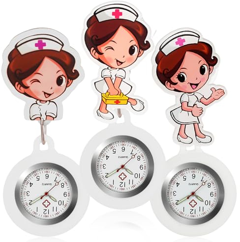 Molbory 3 Pcs Krankenschwester Uhr: Schwesternuhr mit Clip, Krankenschwester Uhren mit Glow Pointer, Schwesternuhren Dehnbare Silikon Hülle, Krankenschwesteruhr Schwesternuhr für Doktor Pfleger