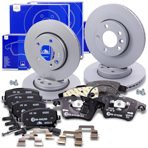 ATE Bremsenset inkl. Bremsscheiben vorne Ø 308 mm belüftet + hinten Ø 294 mm belüftet und Bremsbelägevorne + hinten und Warnkontakt Kompatibel mit VW CALIFORNIA Camper, MULTIVAN, TRANSPORTER T5 + T6