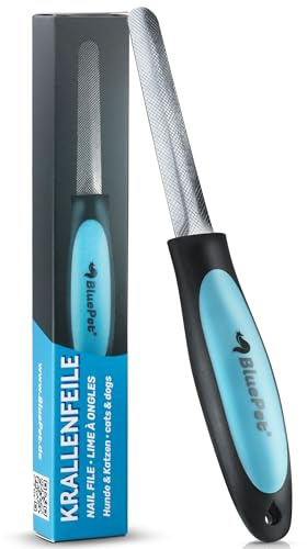 BluePet Krallenfeile für Hunde und Katzen, Nagelfeile Hundekrallen, Krallenpflege Hund, Katze & Kleintiere, Ergänzung zu Krallenschere & Krallenschleifer (Feine Feile Ergo-Griff)