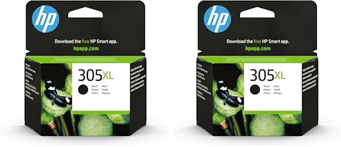 HP 305XL 3YM62AE, Negro, Cartucho de Tinta de Alta Capacidad Original, Compatible con impresoras de inyección de Tinta DeskJet Series 2700, 4100, Envy Series 6020, 6030, 6400 y 6430 (Paquete de 2)