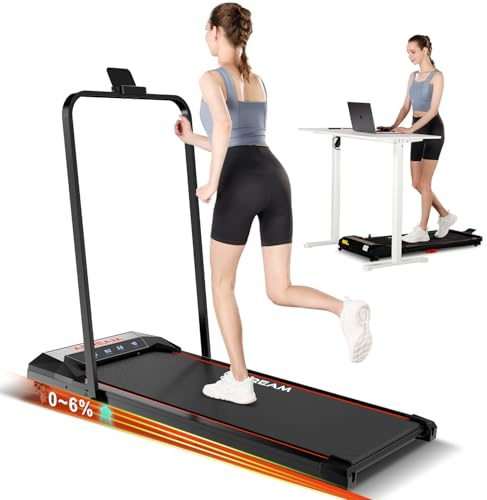 Walking Pad Treadmill with Incline, ADREAM Foldable Under Desk Treadmill, Portable Walking Running Machine with Remote Control and LED Display