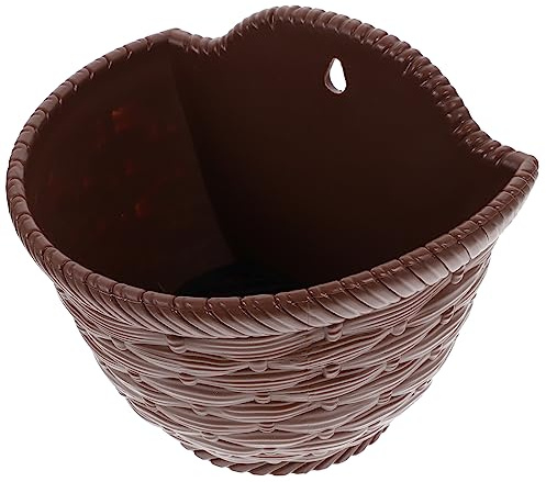 Toddmomy Macetero Colgante de Pared para Exterior, Cesta Tejida Pequeña de Plástico Color Café, Maceta para Suculentas y Plantas, Jardineras Decorativas para Balcón y Jardín