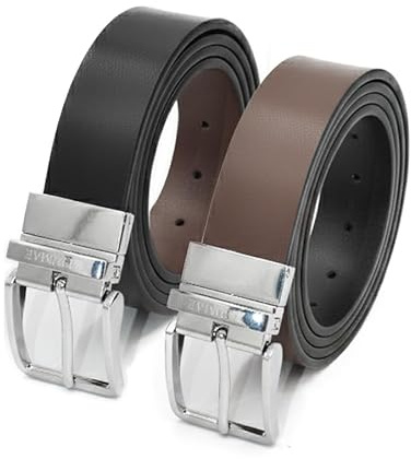 Zerimar Cinturón de Piel para Hombre Reversible 33mm – Cuero Auténtico – Diseño Casual y Elegante – Ideal para Vestir o Uso Diario –Color Negro y Marron – Talla 120