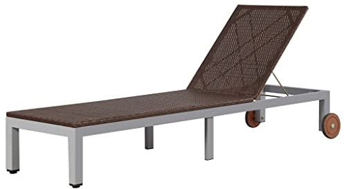 QJBSAVVA Poly-Rattan Sonnenliege 207x70 cm verstellbar mit Rollen Gartenliege Braun für Terrasse Balkon Garten Modernes Design Robust und Langlebig für Outdoor-Relaxen im Sommer