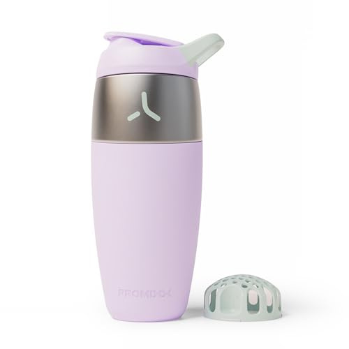 Promixx Pursuit Stainless Steel Shaker Bottle - 32oz Lightweight Metal Protein Mixer with Snap-Fit Agitator for Smooth Shakes - Leak-Proof Gym Shaker Cup for Fitness & Travel - Lilac