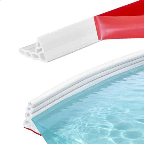 duozoanz Vattenstoppande duschbarriär, automatisk självhäftande silikonöversvämnings- och översvämningsskydd, mjuk tätning med bambudesign, 2 x 100 cm inkl. lim, vit