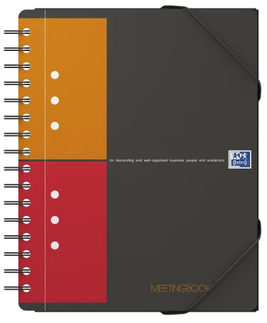 Oxford Meetingbook International A5, rutig 160 sidor, med gummimapp och 3 infällda klaffar