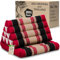 livasia Coussins thaï à 1 Bloc - 75x50x8cm - Coussin Triangulaire avec Coussin d’Assise, Coussin en biseau en kapok, Coussin de Soutien Dorsal Pliable, Tapis thaï Pliable, Fait Main (Rouge/Noir)