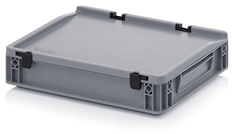 Auer Packaging Eurobehälter-Eurobox 40 x 30 x 9 cm mit Scharnierdeckel inkl. gratis Zollstock
