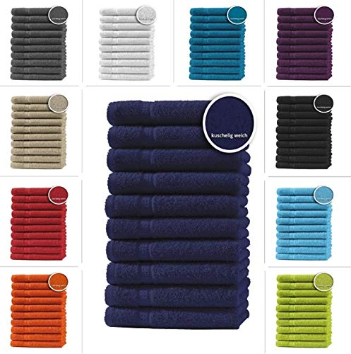 one-home 10er Set Gästetücher Handtücher Duschtücher Badetücher Frottee 100% Baumwolle, Produktart:Handtücher 50x100 cm, Präzise Farbe:Navy/Marine Blau