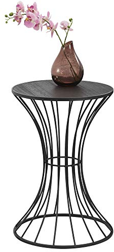 [en.casa] Metall Beistelltisch 'Sablier' in Stundenglas-Form Schwarz Couchtisch Sofatisch Wohnzimmertisch Metalltisch Rund