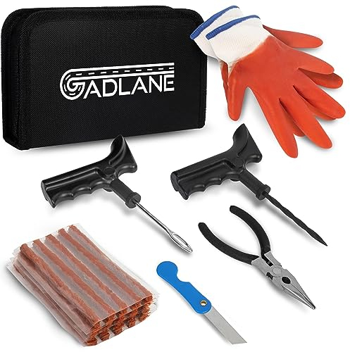 GADLANE Kit Riparazione Pneumatici Auto - 26pc Kit Foratura Moto Tubeless - Emergenza per Ripara Gomme Auto, Moto, ATV, Jeep, Trattore - Kit Riparazione Gomme con 20 Riparazione Spine 26PCS