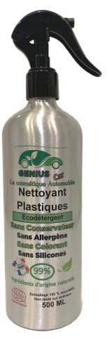 GENIUS CAR Nettoyant Plastiques Bio & Ecologique de, 99% Origine Naturelle ECOCERTIFIE, sans Conservateur. sans Allergène, sans Colorant, sans Silicones. Non testé sur Animaux. Fabrique en France